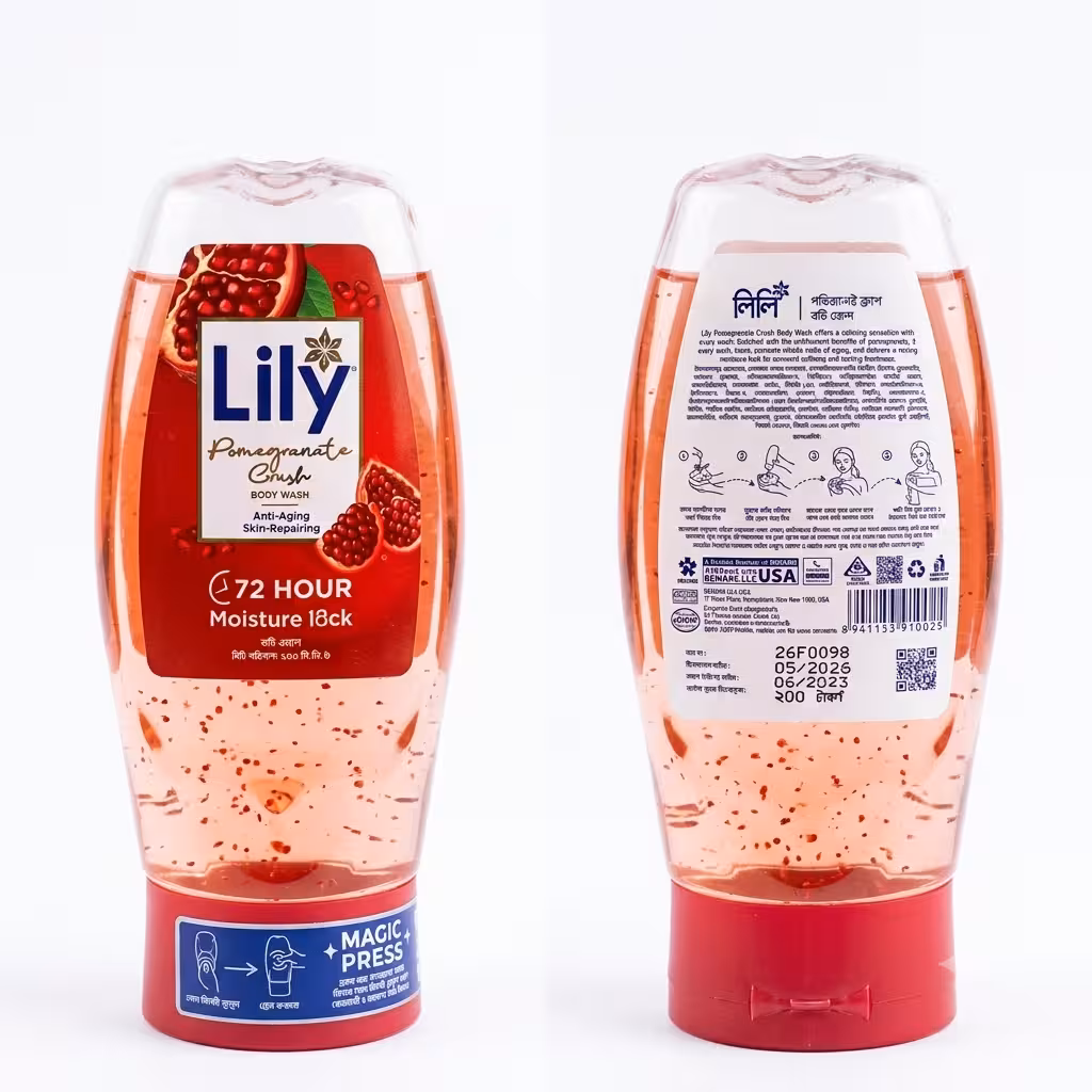 1787911834164 Lily Pomegranate Crush Body Wash 500ml* *Anti-Aging + Skin Repairing + 72 Hour Moisture Lock* - Image 1