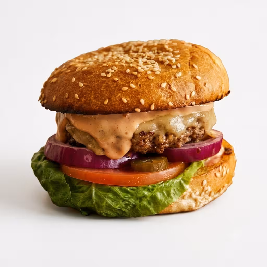 1788362575720 ক্লাসিক জুসি বিফ/চিকেন চিজ বার্গার (Classic Juicy Cheese Burger) - Image 1